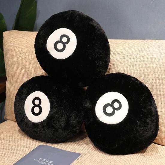 Billard Plüschkissen Weich Flauschig Schwarze Farbe Nein. 8 Ball Plüschtiere Hüftschützendes Stofftier Sitzkissen Sofa Schlafzimmer Dekor Heimdekoration