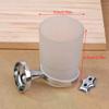 Bathroom Modern Wall-Mounted Toothbrush Holder Glass Cup Tumbler Frame Bathroom Storage Organizer Tooth Brush Cup Tools Washroom