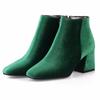Brand Velvet Women's Ankle Boots Winter Fashion Short Boot Thick Medium Heels Short Party Shoes Large Size 48 Black Red Green