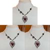 Punk Style Geometric Pendant Necklace With Blood Red Heart For Gothic Fashion