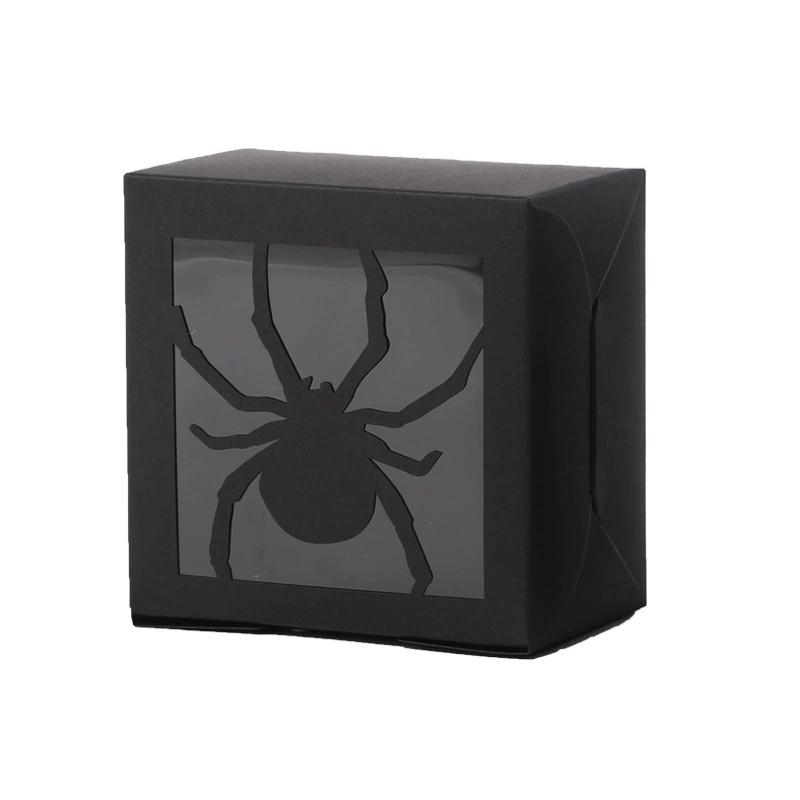 WTEMPO Foldable DIY Halloween Paper Gift Boxes Funny Clear Window Square Small Presents Packaging Boxes Party Decor Treat Boxes