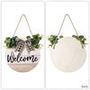 Welcome Front Door Round Wood Sign Hanging Eucalyptu Farmhouse Porch Spring Gift for Decorations