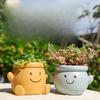 Succulent Flower Pot  Smiling Face Green Plant Pot Creative Expression Flower Pot Home Courtyard Landscape Flower Pot Ornament