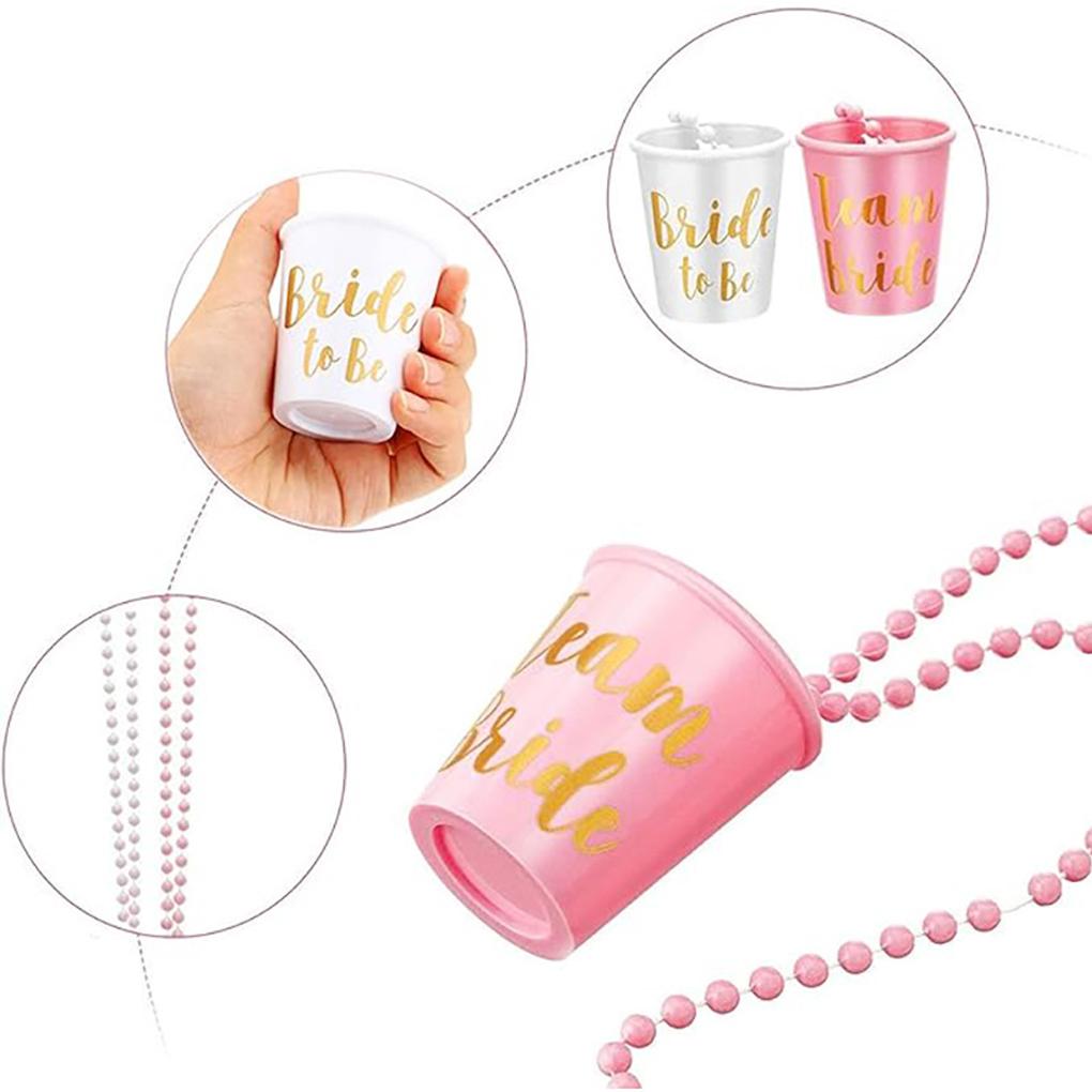 12pcs ABS Gold Foil Shot Glass Necklaces For Bachelorettes Party Decorations Bachelor Party Favors