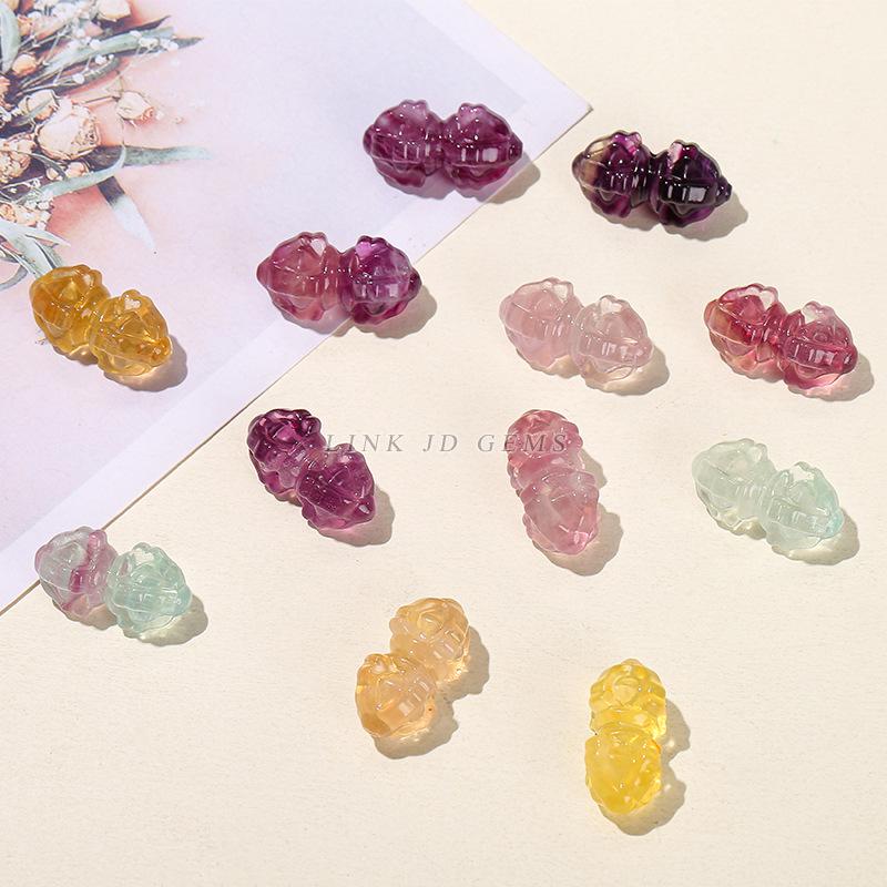 Jingde Jewelry Natural Colorful Fluorite Vajra Pendant Crystal Carving Charm