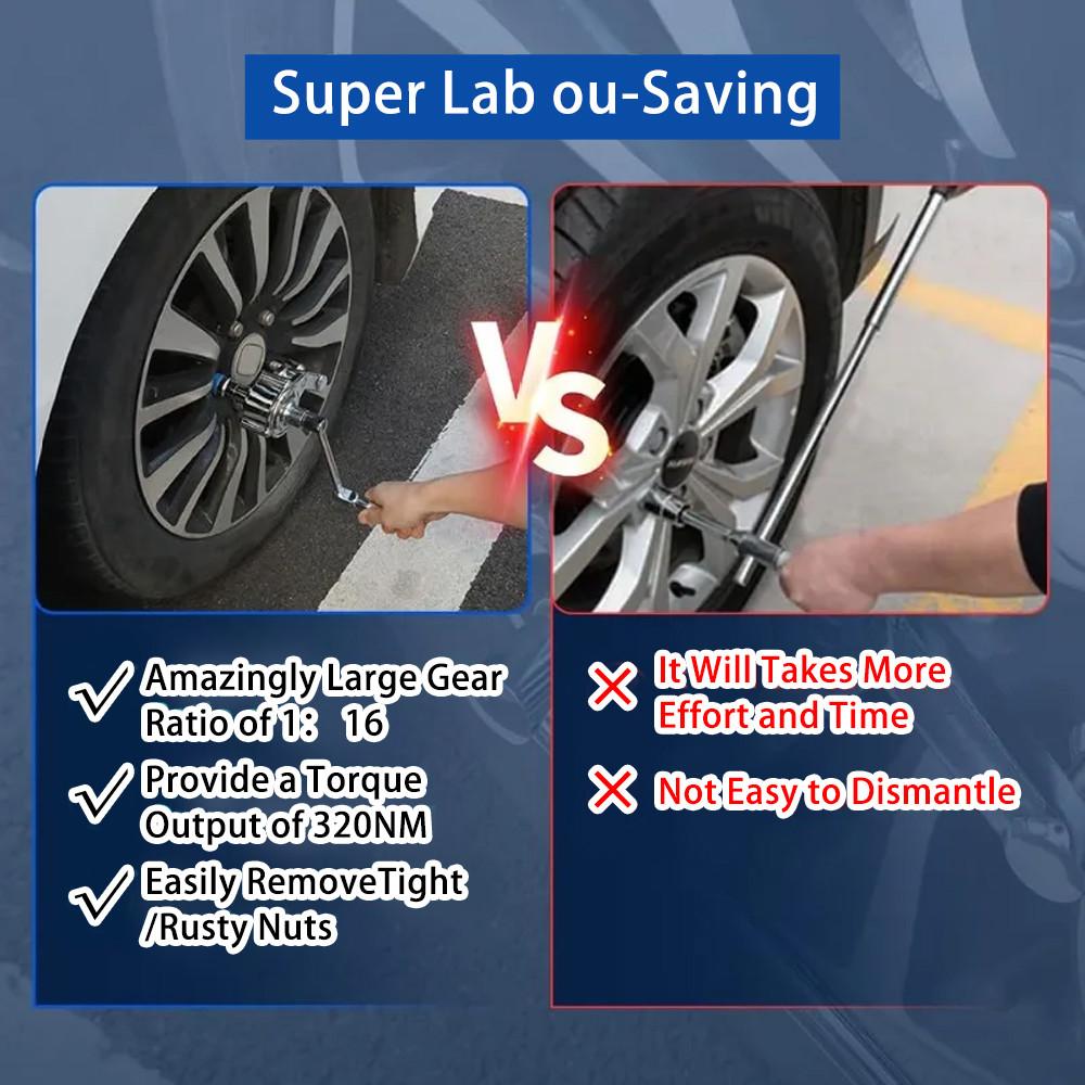 1Set 1/2" 17mm 19mm 21mm Torsional Torque Multiplier Wrench Lug Nut Remover Type Auto Tire Disassembly Repair Tool Kits