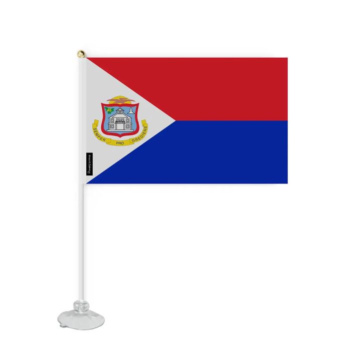 Drapeau - Saint-Martin - Mini Drapeau Ventouse - 20 X 30 Cm - Polyester - Multicolore
