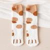 Women's Mid-Calf Cat Paw Velvet Coral Fleece Socks - Cute, Thickened, and Warm for Autumn/Winter