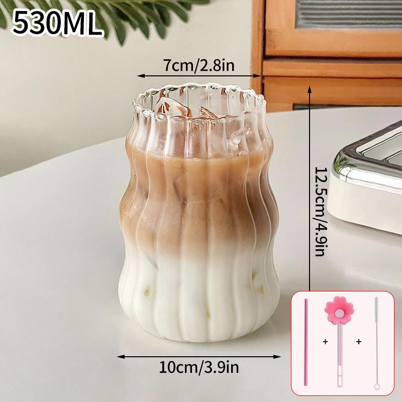 Cold Coffee Cups Latte Coffee Glass Juice Milk Water Cup Clear Water Bottle Glasses for Drinks Kitchen Desk Accessorie