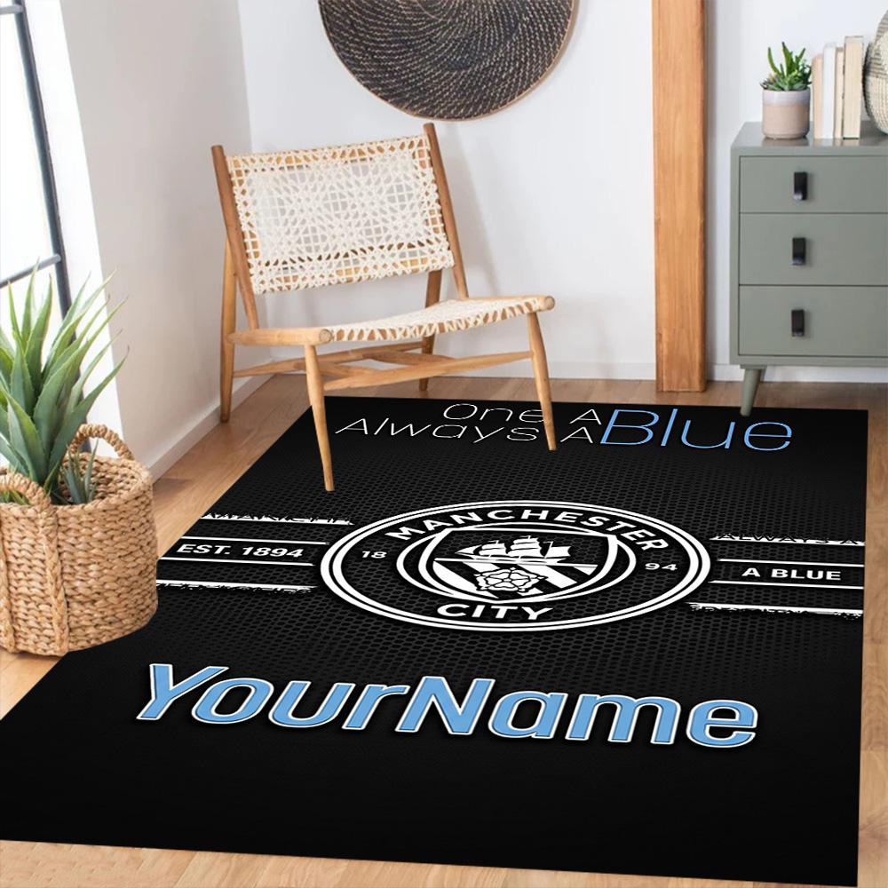 Manchester City Customize Your Name Carpet Design for Dormitory Hallway Study room Balcony Anti-slip Rug Office home decor Gift for Festivals