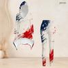 Women Plus Size Navy Blue Firework Star Printed Hooded Long Sleeve High Low Top Fitted Pants Two Piece Set
