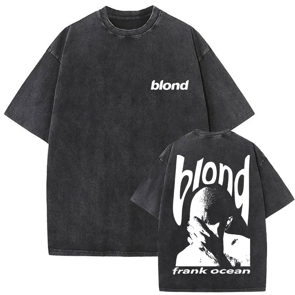 Washed Rapper Frank Vintage Oversized T Shirts Men Ocean Hip Hop Trend T Shirt Blond Pop Music Tshirts Male Fashion Streetwear