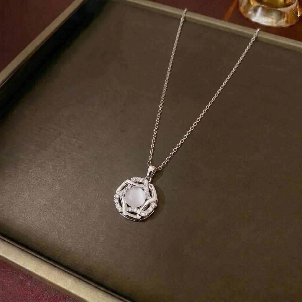 Women's European & American Style Windmill Pendant Necklace Set - Titanium Steel Floral Design