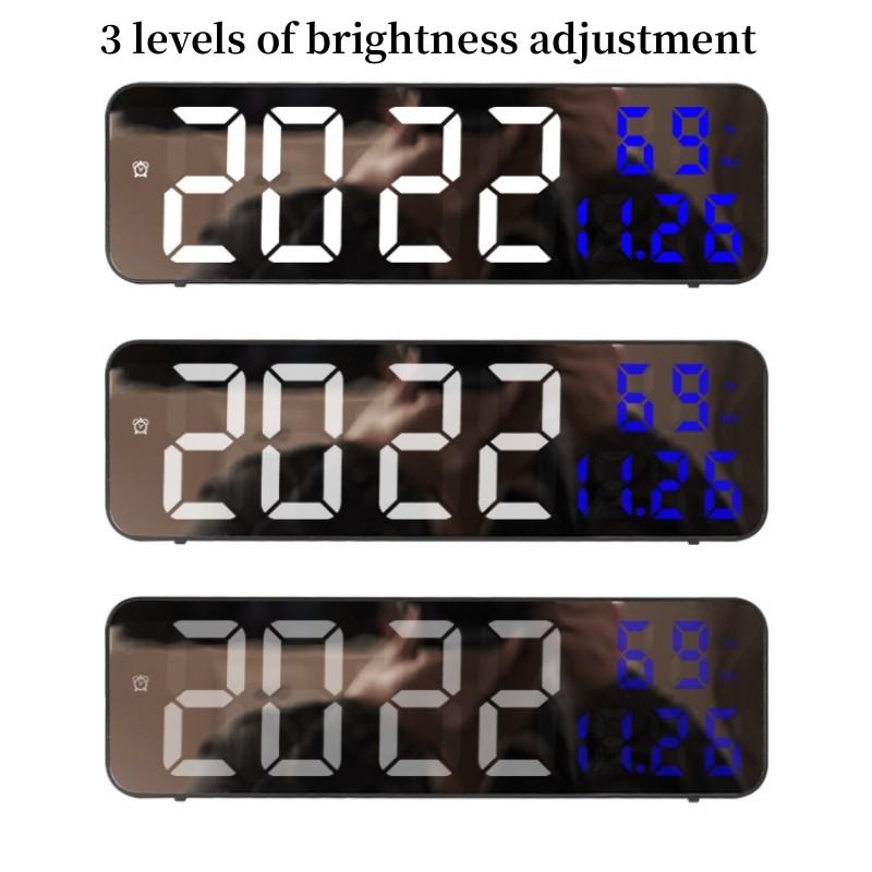 USB napájené 9palcové velké digitální nástěnné hodiny Zobrazení teploty a vlhkosti Noční režim Snooze Stolní hodiny 12/24H LED budík