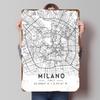 Plakát s mapou Milána Vlastní nástěnné umění Vintage kovové cedule Retro plechová plaketa pro pánský doupě Moderní domácí dekorace Luxusní dekor