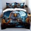 Forest Animals Under Full Moon Duvet Cover Set With 3D Printing Design Soft Polyester Bedding Set All-Season Comfort For Gifts