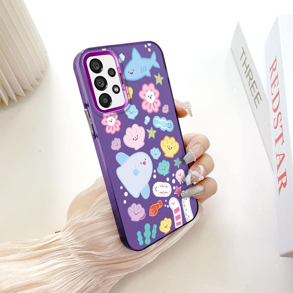 

Окрашенный узор, цветной серебристый, двухсторонний, жесткий, противоударный чехол для телефона Samsung Samsung F15 5G темно-фиолетового