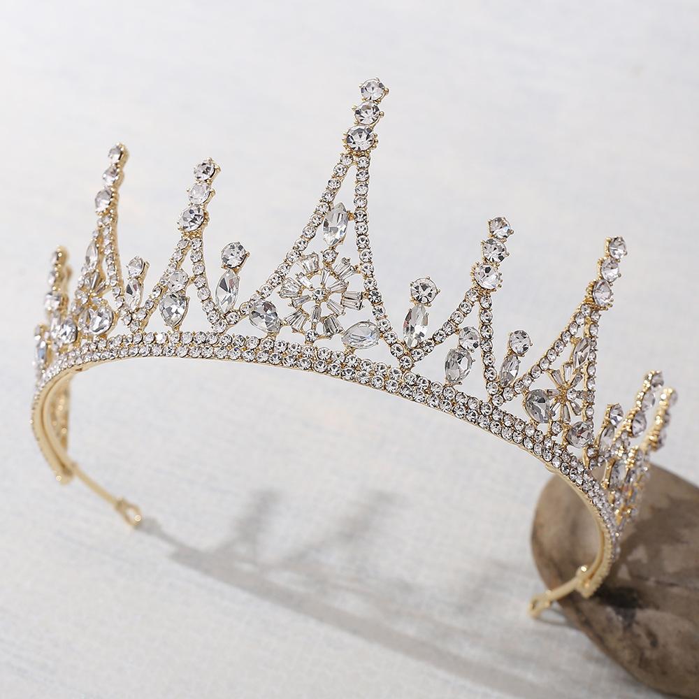 Braut Tiara goldene Barockkrone stimmungsvolles Hochzeitskleid Hochzeit Erwachsene Geburtstag Prinzessin Krone