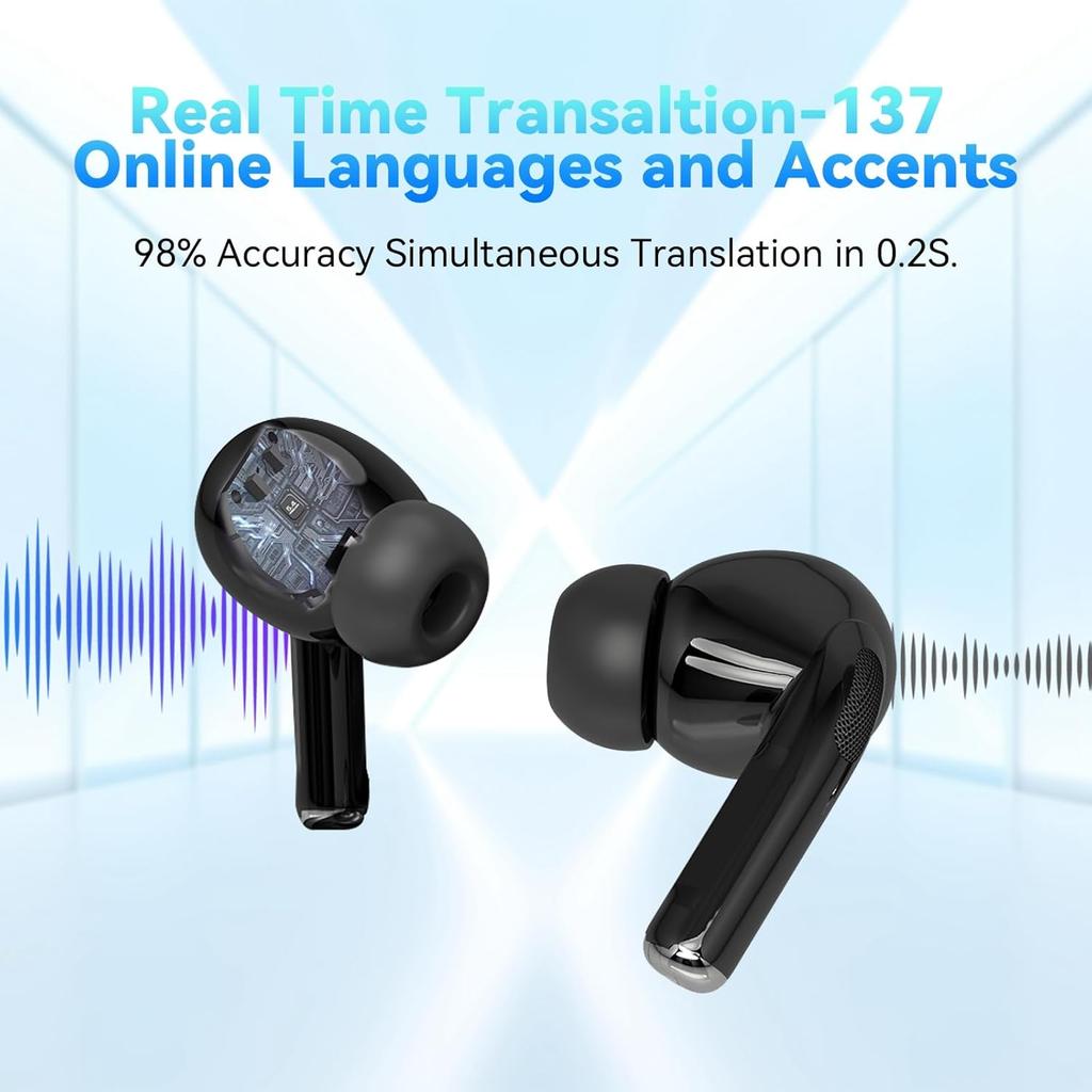 Ai Translation Earbuds Real Time 3-in-1 Language Translator Earphone 137 Languages Accents Two-Way Translator Headphone for Travel Business Leaning