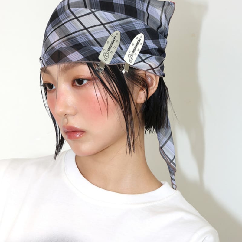 MEENDERI SHEER CHECK SCARF - BLACK