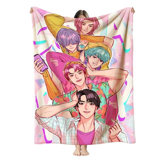 Hunter Girls Blanket Cozy Flannel Machine Washable Anime Throw Blanket Print Blanket for Kids Sofa Couch