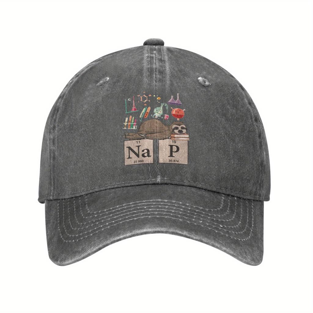 Nap Periodic Table Sloth Baseball Cap Funny Science Chemistry Themed Hat Casual Outdoor Adjustable Headwear