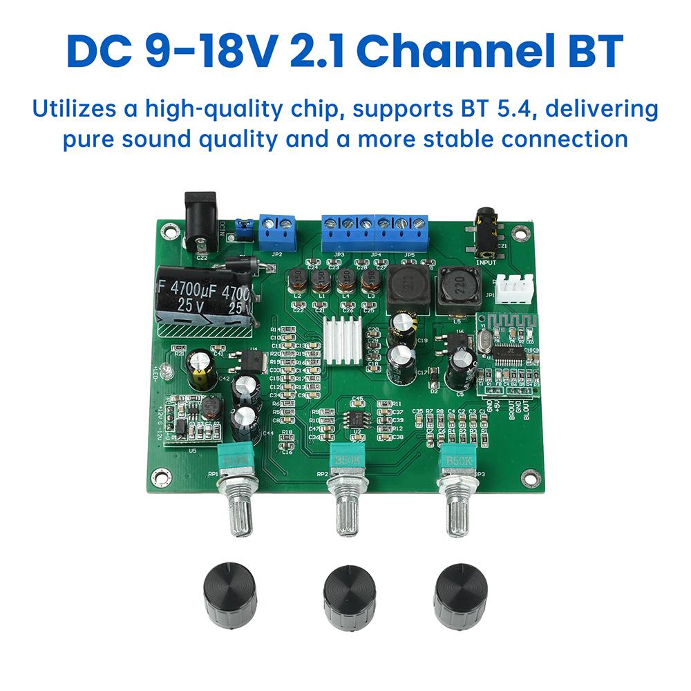 DC 9-18V 2.1 Channel Bt 5.4 Digital Amplifier Board High-Power 2 * 15W+30W Fever Subwoofer Module