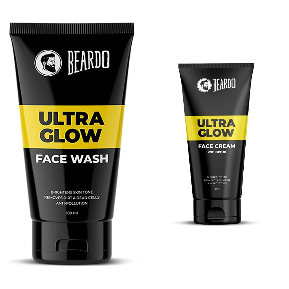 Combo Detergente Viso Beardo | Detergente Viso Ultraglow 100ml e Crema Viso Ultraglow 60g (Set di 2)