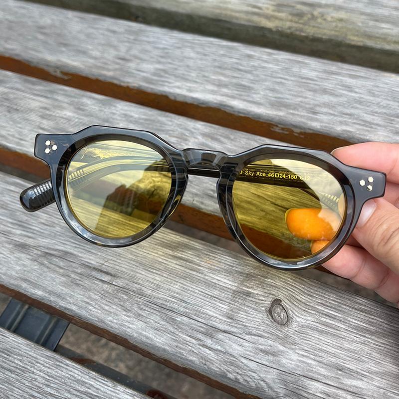 Occhiali da Sole in Acetato di Alta Qualità per Uomo Donna Montature Ovali Rotonde Stile Giapponese Designer Occhiali da Guida Viaggio UV400