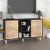 Sideboard Black 105x30x60 cm Solid Pine Wood Natural Rattan