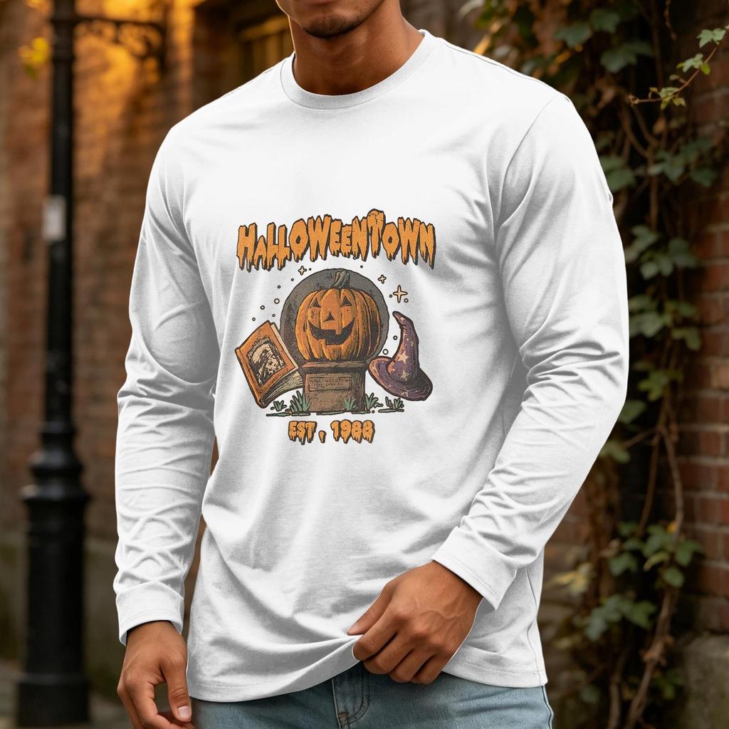Men's Halloween Long Sleeve Neck Casual Pullover T-Shirt for Party and Holiday