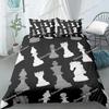 Juego de funda de edredón con tablero de ajedrez con estampado 3D, juego de cama de poliéster para niños, niñas y niños en blanco y negro