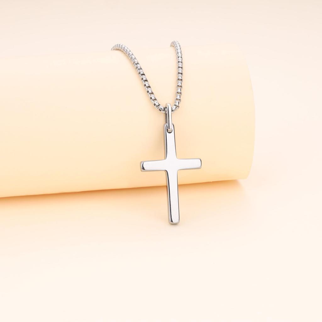 Wolframkarbid-Anhänger Kreuz Halskette Edelstahlkette [Coai] Herren