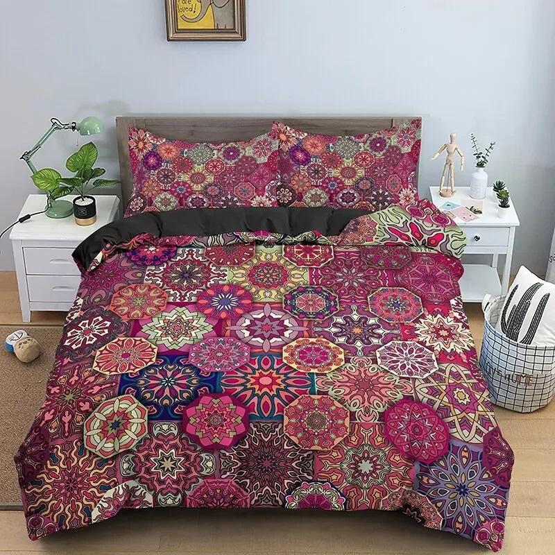 Vintage Bohemian Bedding Set,Duvet Cover Comforter Bed Set Quilt Cover Pillowcase,King Queen Twin Size Boys Girls Adults