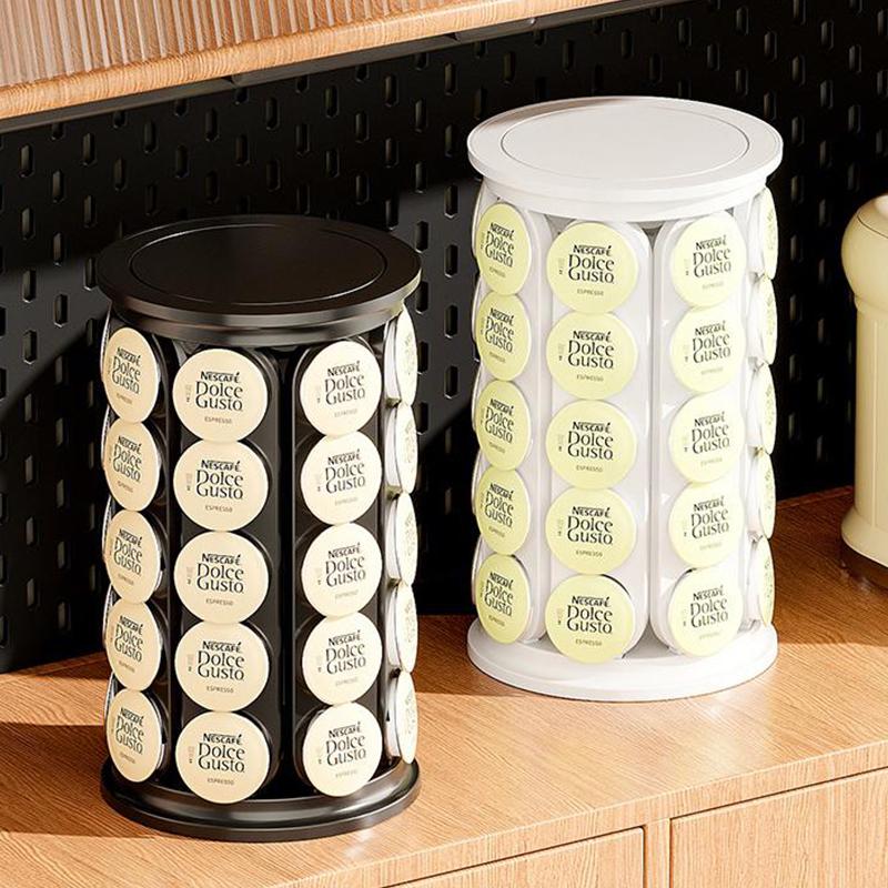 K Cups Holder Carousel Stand 40 Pods Storage Rack Rotating Coffee Capsule Organizer 360-Degree Rotating Coffee Pods Holder