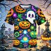Halloween Boy's T-Shirt Pumpkin Pattern Summer Short Sleeves Casual Fashion Print Kids Tops 3-14Y Party Gift Children's Clothing