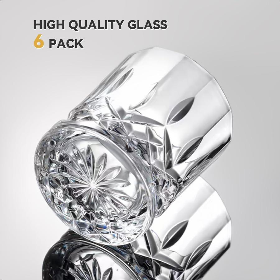 Whiskey Glasses Set of 6 11 OZ OldFashioned Rum and Scotch Glasses