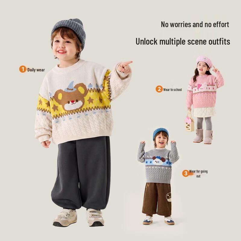 Dudu Home Unisex Kids' Casual Knitted Pullover Sweater