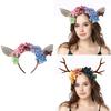 Adjustable Gothic Flower Hairband With Realistic Deer Ears Headbands Hair Accessory For Cosplays Festival Event