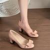 Daily with Bow, Light Mouth Single Shoes, High Heels, Spring and Autumn Nude Skirt, Round Head, Gentle Wind Thick Heel