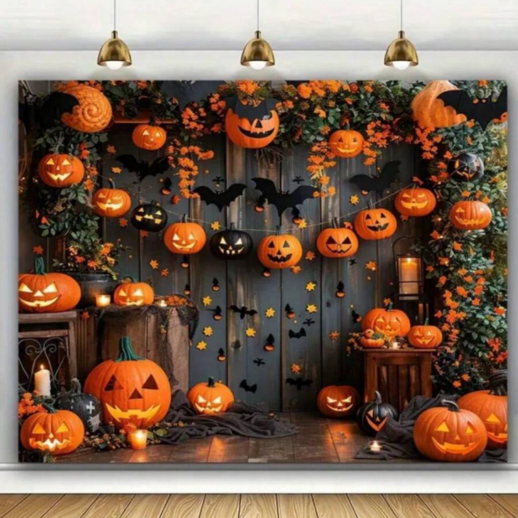 1pc Horro Halloween Party Backdrop Night Moon Pumpkin Bat Ghost for Halloween Party Decoration Dustproof Banner Photo Background