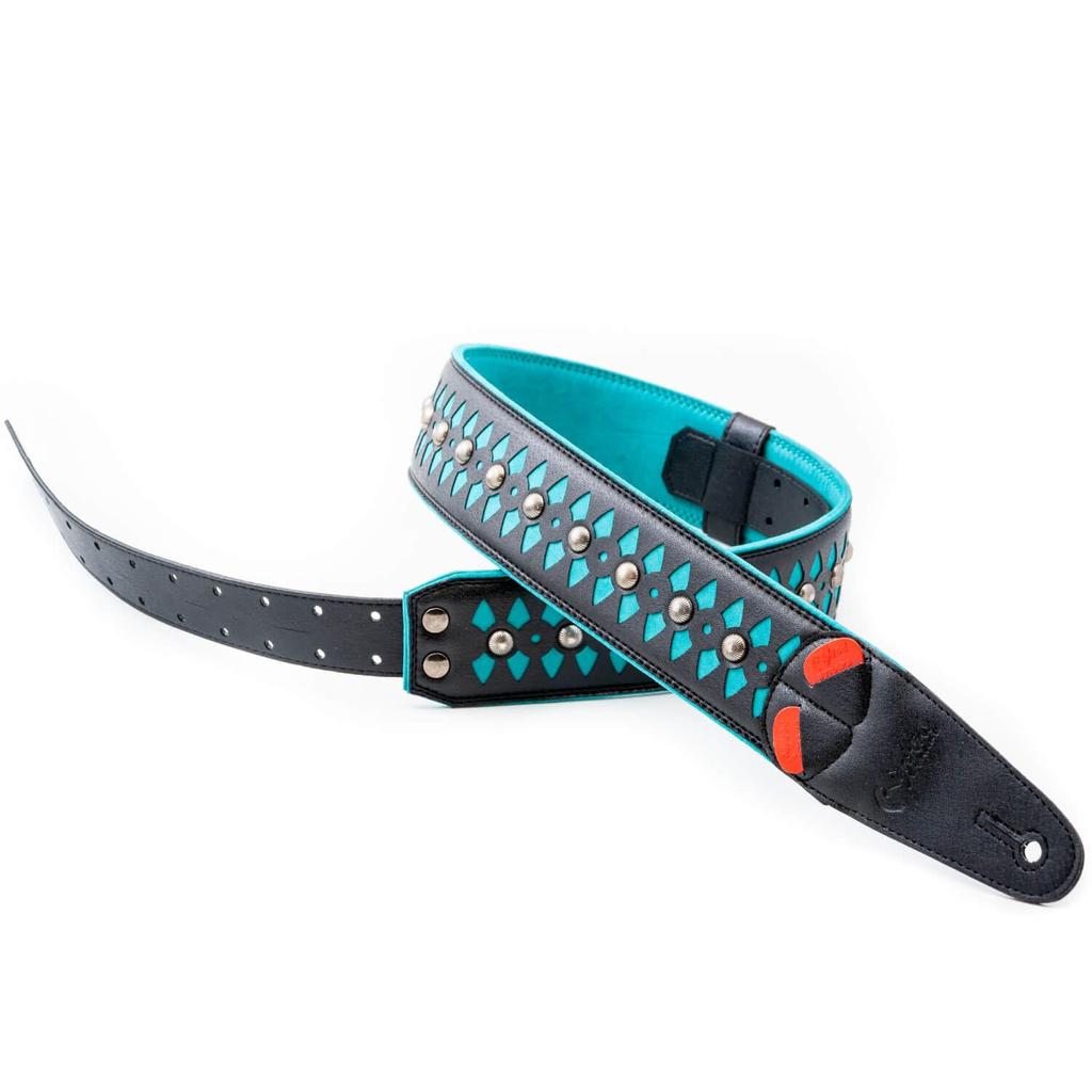 Straps 6cm ARMOUR TEAL RightOn! Guitar/Bass Strap, Wide, 100-150cm,