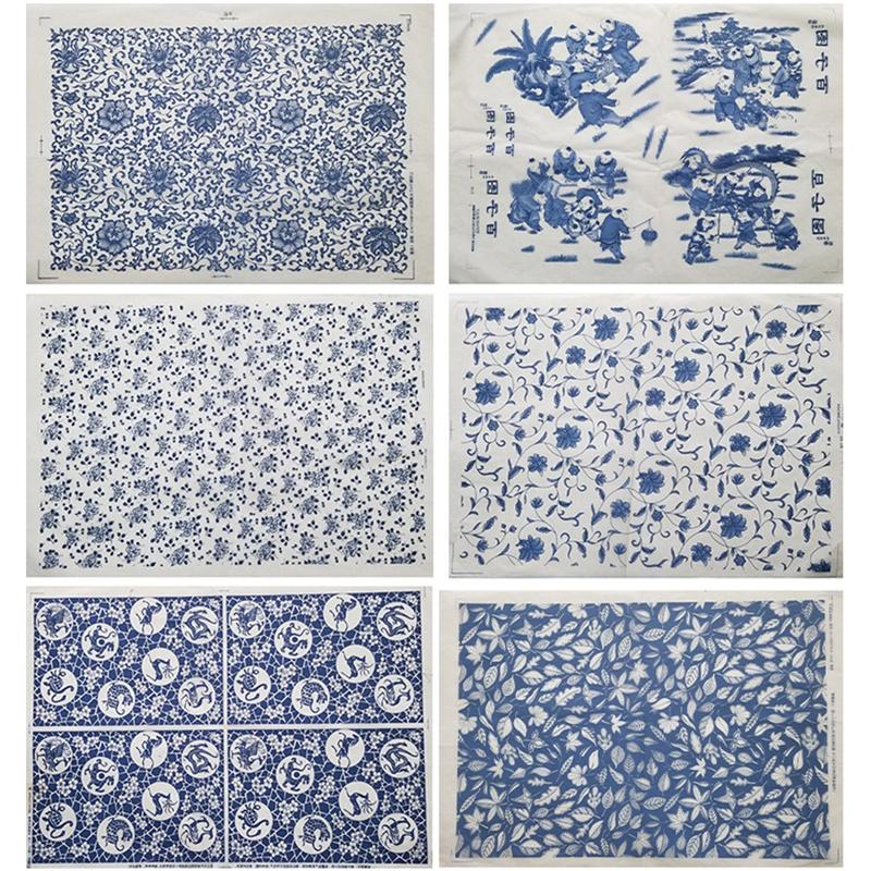 Keramik Keramik Ton Transferpapier Glasur Unterglasur Blumenpapier Blau