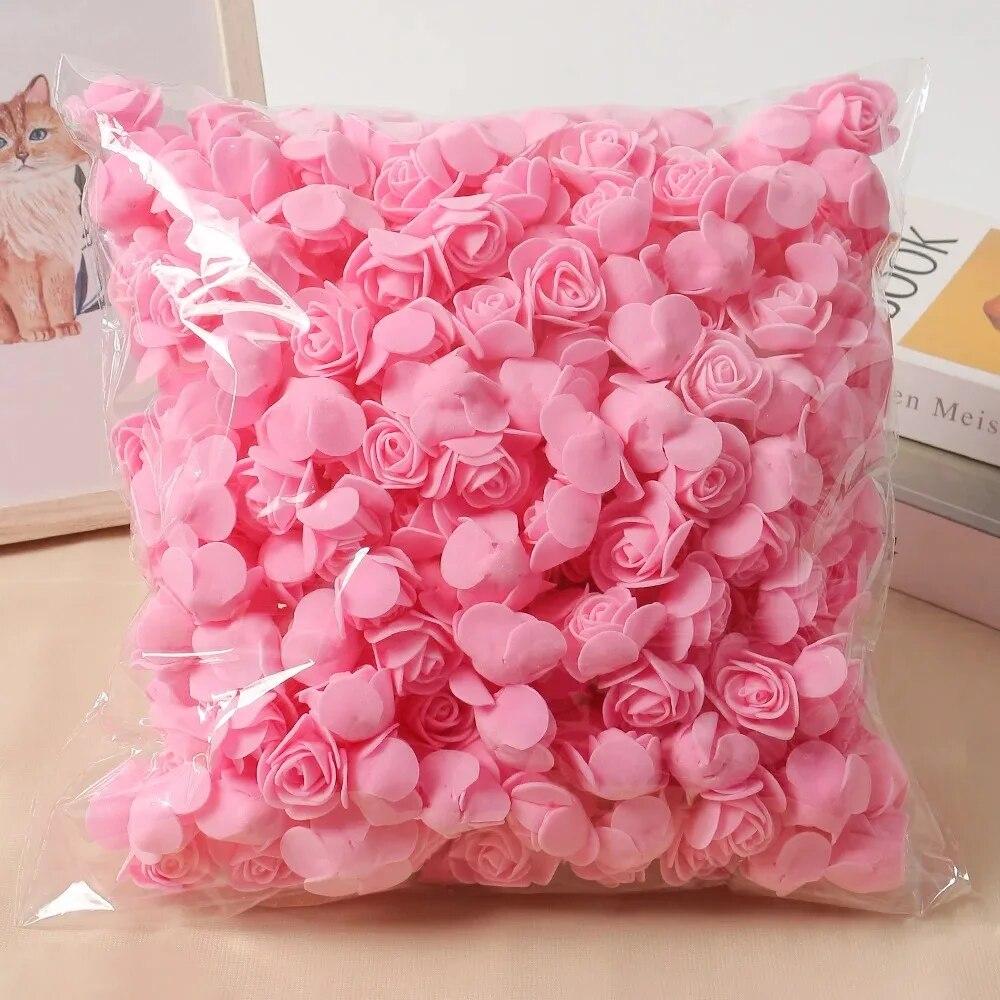 50/100Pcs Rose Artificial Flowers 3.5cm PE Foam Fake Flowers Teddy Bear Home Decor Wedding Decoration DIY Gifts Boxs Accessories