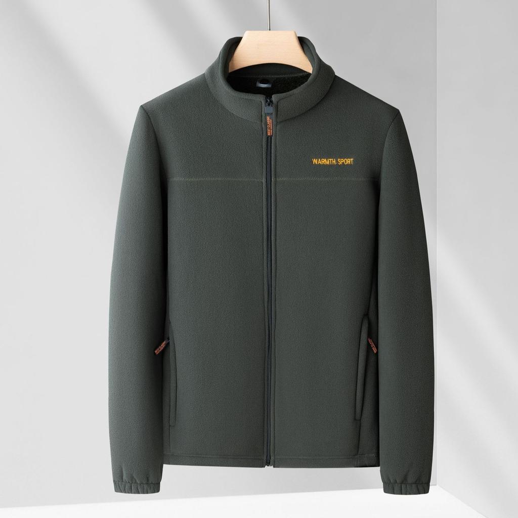 Fuzzy Sherpa Jacket for Men Casual Full Zip Stand Collar Fall Winter Warm Outwear Polar Fleece Jackets Men's Outdoor Hiking Soft Coat With Pockets