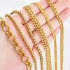 No Fade 0.5M 1M Stainless Steel Gold Plated Punk Cuban Link Chain DIY Chain for Men Choker Women Hip Hop Jewelry Making Supplie