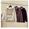 Damen Koreanischer Stil Fleecegefüttertes Sweatshirt & Neun-Punkte Wollhosen Set - Lammwoll-Imitation, Herbst/Winter bereit