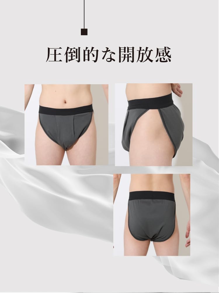 Juranje Men's Fundoshi Pants [1 Pair, Made in Japan, Cotton Modal, M/L/LL] (JP, Alphabet, M, L, Charcoal)