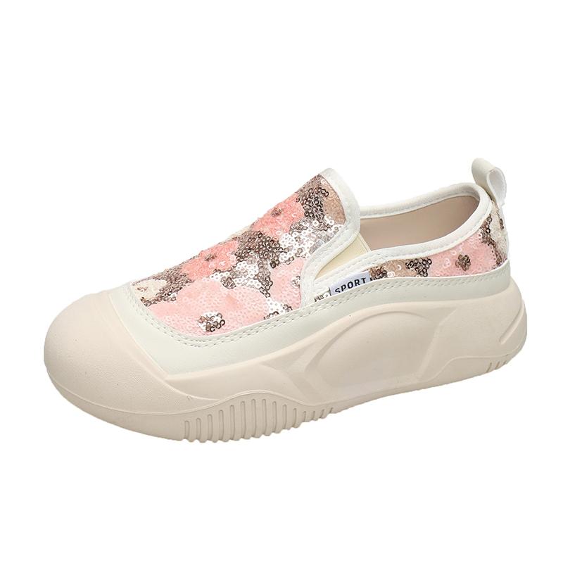 Chaussures décontractées à paillettes et fleurs pour femmes, baskets de printemps à semelle souple en maille respirante, chaussures modernes d'extérieur à enfiler pour femmes