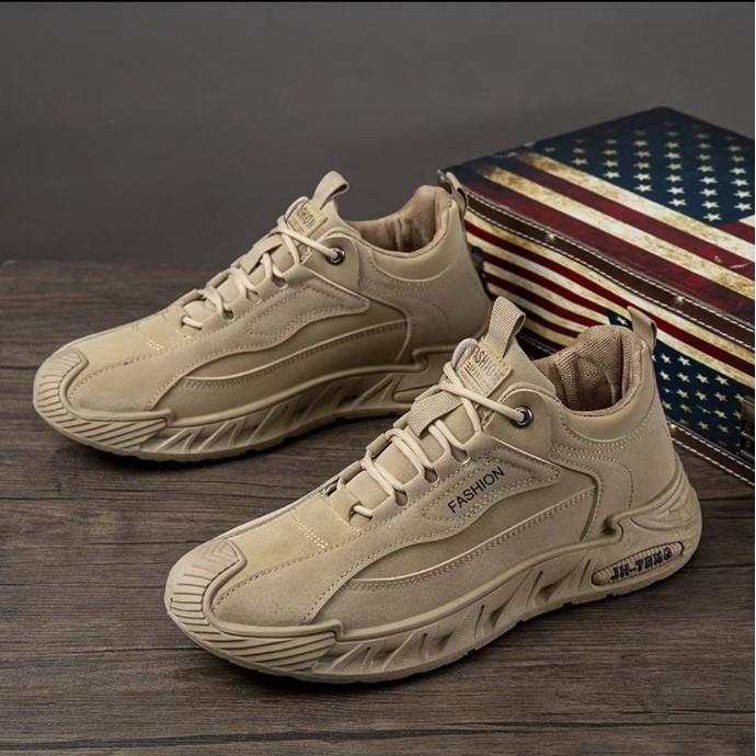 Large Size New Solid Color Men's Sports Shoes Trendy Retro Breathable Casual Shoes Outdoor Sports Hiking and Running Shoes